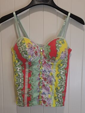 True Freedom Floral Pushup Bustier Crop Top Size Medium